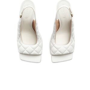 Bottega Veneta White Quilted Slingback Heels